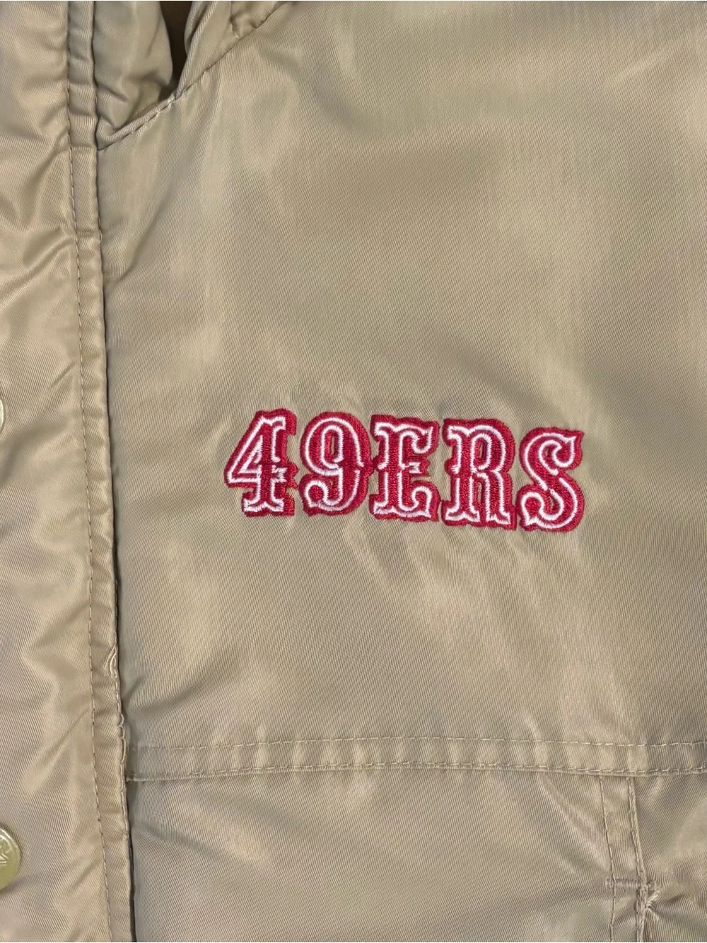 Rare Retro STARTER 1980-90s NFL San Francisco 49ers Hooded Gold Jacket Kids SmL